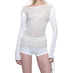 24Ans See-Through Mesh Drape Slim Cutsew