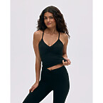 Adanola Ultimate Ruched Front Racer Tank Black