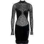 Alaia Black Velvet and Leopard Lace Evening Dress Fall 1991