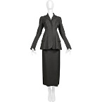 Alberta Ferretti Grey Wool Felt Jacket & Skirt Suit
