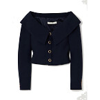 Alessandra Rich Off-the-Shoulder Grain De Poudre Wool Jacket