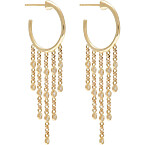 Ali Weiss Gold Hoops with 5 Diamond Bezel Chain Drops