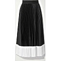 Alice + Olivia Katz Two-Tone Pleated Satin Midi Skirt