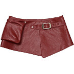 Aopt Faux Leather Pocket Belt Skirt