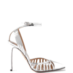 Aquazzura Cutout Mirrored-Leather Point-Toe Pumps