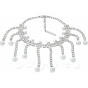 Area Crystal Fringe & Faux Pearl Choker