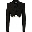 Area Embellished Wool Blend Cropped Blazer