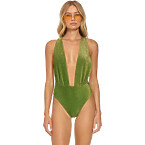 Aviator Nation Sparkle Como Deep Plunge Cross Back One Piece