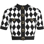 Balmain Diamond Patterned Knitted Cropped