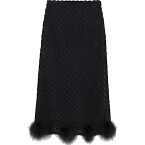 Blumarine Knitted Skirt with Marabou Feathers
