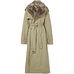 Burberry Faux Fur-Trimmed Cotton-Gabardine Trench Coat