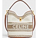 Celine Bucket 16 Bag in Striped Textile with Celine Jacquard and Calfskin