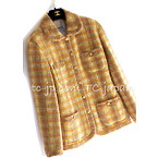 Chanel 89A Vintage Orange Yellow Wool Tweed Jacket Coat