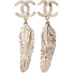 Chanel Feather CC Drop Earrings