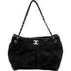 Chanel Natural Beauty Tote Shoulder Bag Black Suede