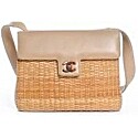 Chanel Straw Bag Tortoise Cc Lock