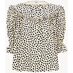 Chloe Puff-Sleeve Ruffle Top in Crepe De Chine