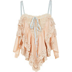 Chloe Ruffled Camisole Top in Silk Charmeuse & Lace