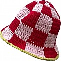 Cowgrl Crochets Pink N Red with Green Edge Hat