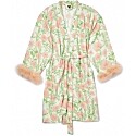 Cravings Ultimate Fur-Lined Floral Robe in Pop of Pink