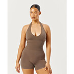 Csb Seamless Halter Cropped Tank in Chocolate Chip