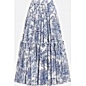 Chriatian Dior Silk Dress Blue Toile De Jouy Vessel Motif