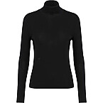 Dior Black Cashmere and Silk Ribbed Knit Turtleneck Sweater
