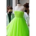 Dior Yellow Pleated Tulle Strapless Dress