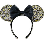Disney Minnie Mouse Sequined Leopard Print Ear Headband with Bow