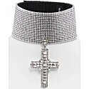 Dolce & Gabbana Crystal Mesh Choker with Cross