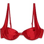 Elsa Hosk x Na-Kd Shiny Cups Detail Bikini Top in Red