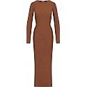 Eterne Long Sleeve Crewneck Dress Maxi Earth