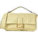Fendi Nappa Embossed Baguette Bag in Light Yellow