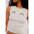 Free People Bow Embroidered Tank