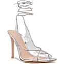 Gianvito Rossi Gold Metallic Plexi Strappy Heels