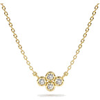Gold Four Stone Diamond Cluster Necklace