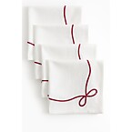 H&M 4-Pack Embroidered Napkins White/Bows