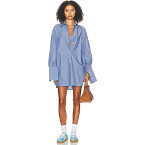 Helsa Pinstripe Poplin Oversized Shirt