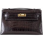 Hermes Kelly Pochette Croc Bag