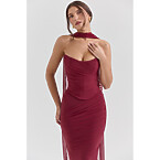 House of CB Hallie Cabernet Strapless Corset with Neck Scarf