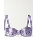 Isa Boulder Brie Ruched Stretch-Satin Underwired Bikini Top