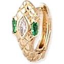 Jacquie Aiche Emerald Eyes Marquise Diamond Head Snake Mini Hoops Earrings