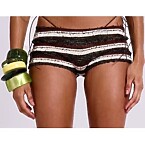 Jaded London Cata Brown Stripe Ruffle Knit Mini Shorts