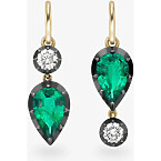 Jessica McCormack Asymmetric Pear-Shaped Emerald & Diamond Gypset Hoop Earrings