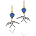 Jessica McCormack Hello Sailor Heart-Shaped Sapphire & Swallow Gypset Hoop Earrings