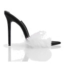 Kandee Black Velvet White Mink Mules