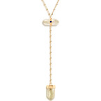 Karma and Luck Vibrationally High Gold Citrine Evil Eye Double Pointer Necklace