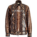 Khaite the Herman Jacket in Brown Python-Embossed Leather