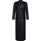 Khy Faux Leather Double Breasted Long Coat