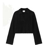 Le Kasha Ganta Cropped Ribbed Organic Cashmere Polo Sweater